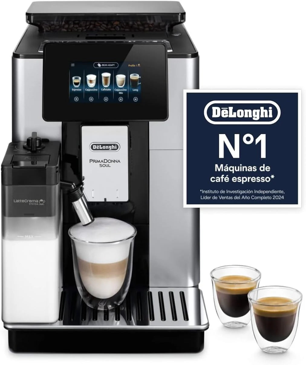 De'Longhi Perfetto Primadonna Soul ECAM612.55.SB Superautomatic Coffee and Cappuccino Coffee Maker with LatteCreme Milk System, Bean to Cup Technology, 18 Beverages, App Control
