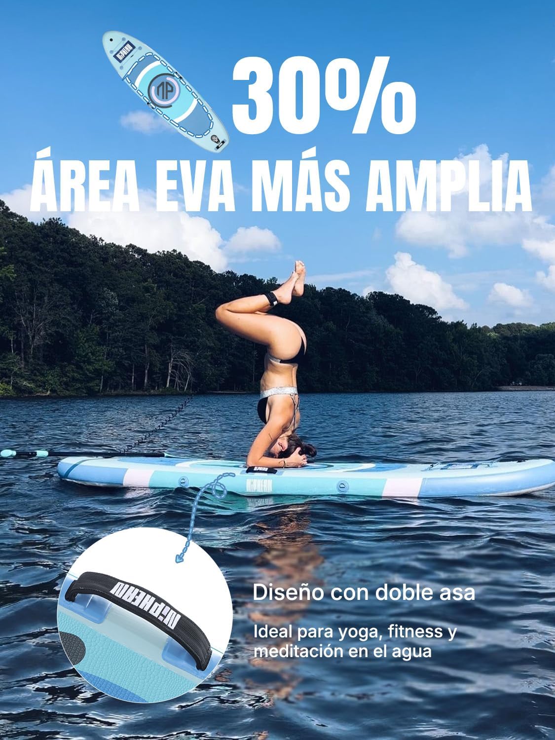 Niphean Tabla Paddle Surf Hinchable, Tabla de Paddle Surf 305 cm con Aletas de Equilibrio para Principiantes y Accesorios Resistentes, Sup Board para Adultos, Stand up Paddle Board Versátil para Yoga