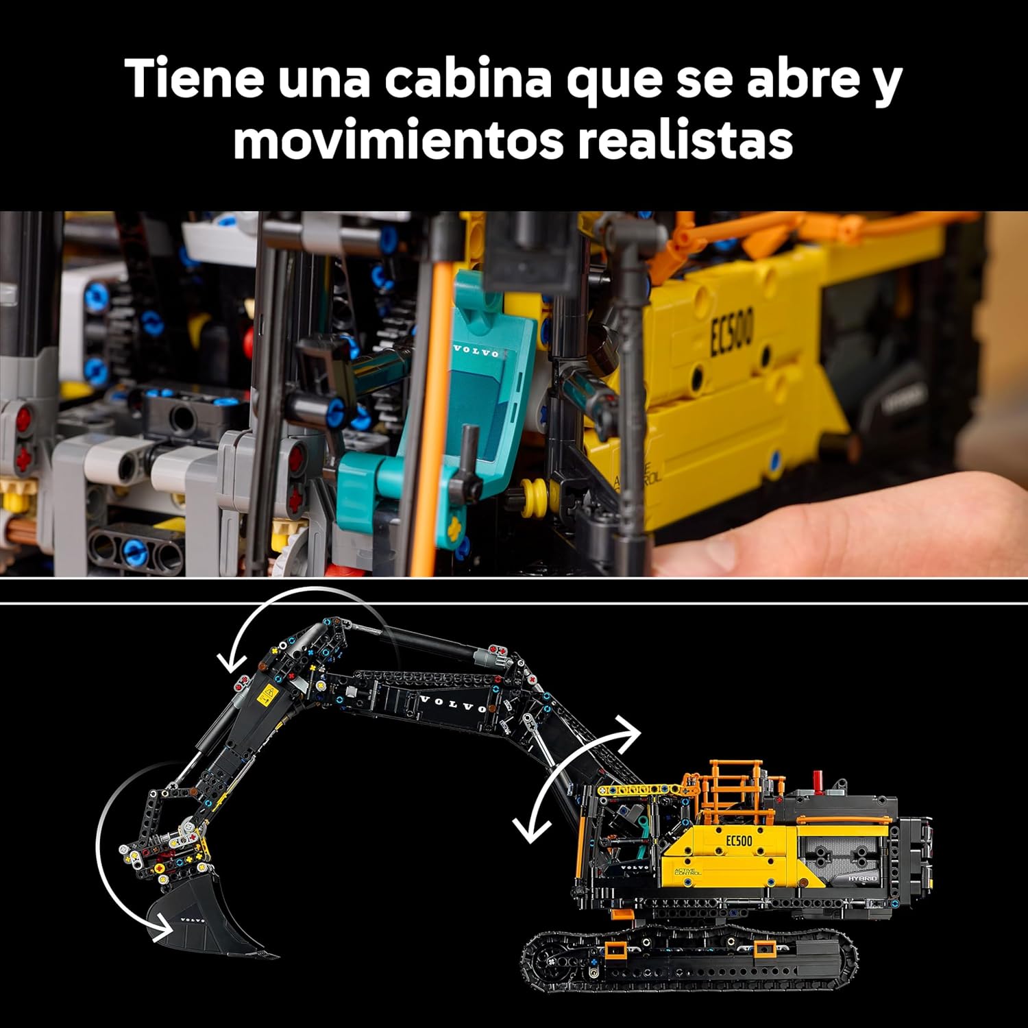 Technic Excavadora Volvo EC500 Hybrid - Kit de Maquetas para Adultos de Vehículo de Obra Motorizado con Brazo Móvil, Orugas, Martillo y Pala - Idea de Regalo para Hombres 42215