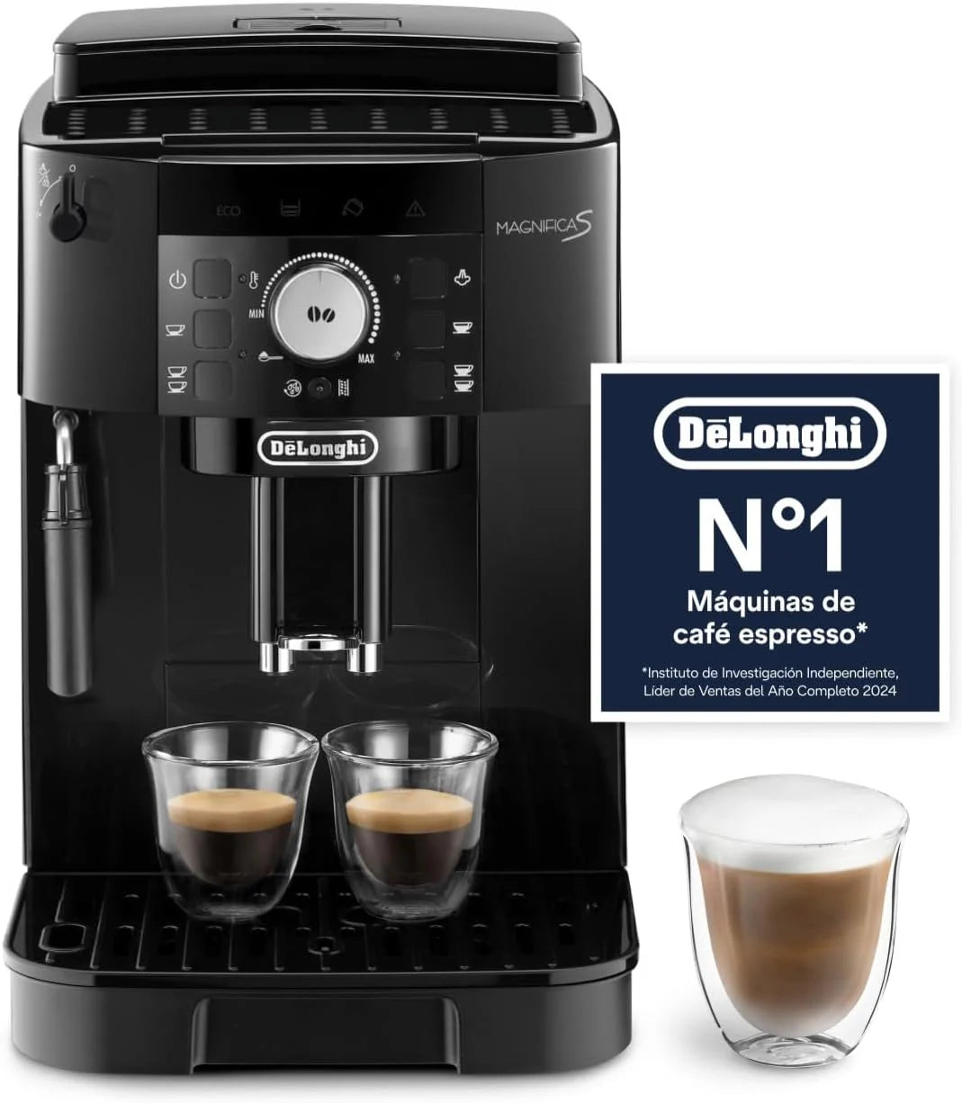 De'Longhi Magnifica S – Perfetto Superautomatic Coffee Maker, Manual Milk Frother, Espresso and Cappuccino, Control Panel with Buttons, Black (ECAM11.112.B)