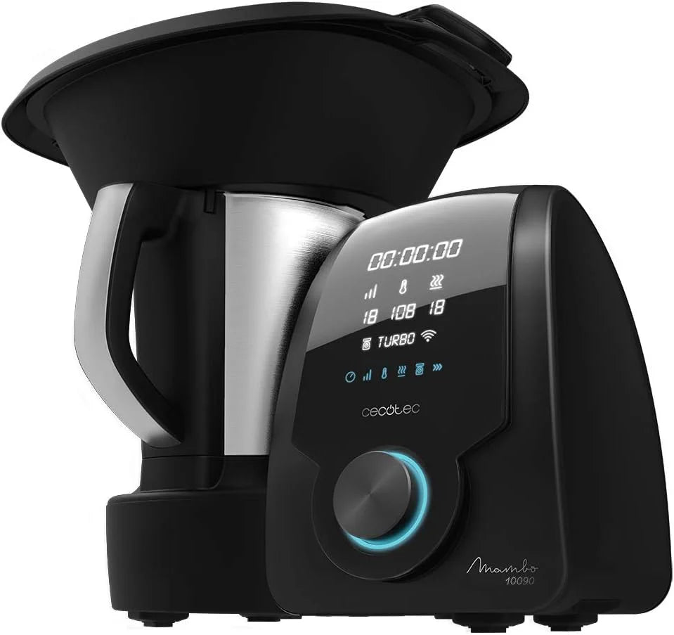 Cecotec Robot de Cocina Multifunción Mambo 11090, 1600 W, 37 Funciones, APP, Báscula y Jarra de 3,3 Litros de Acero inoxidable apta para Lavavajillas, Recetario y Accesorios