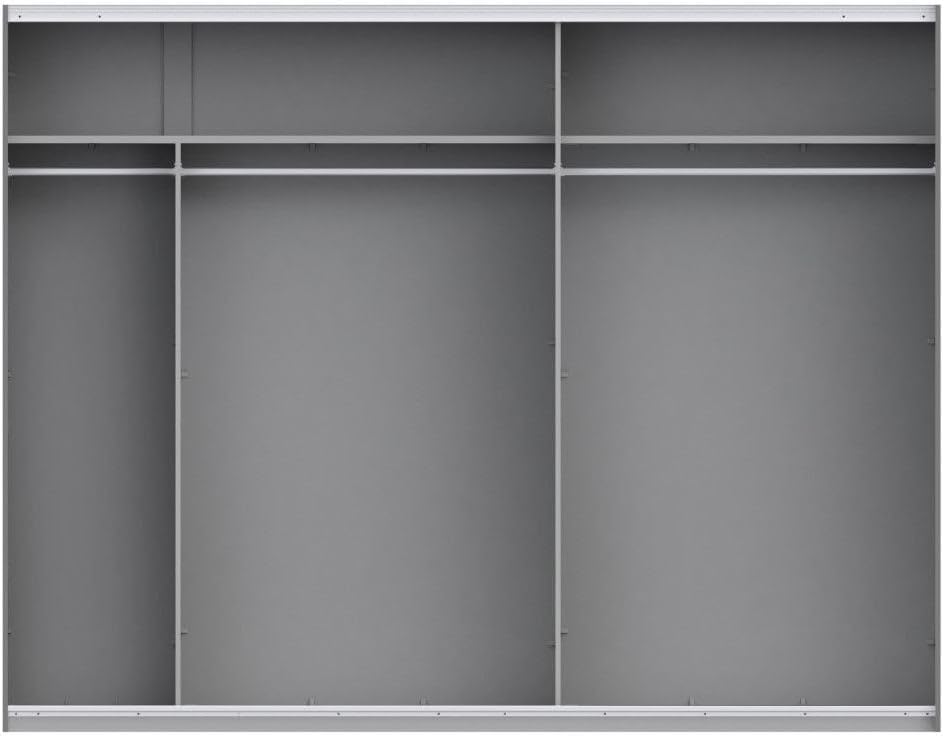 Armario Winter 270 cm – Puertas Correderas – Estilo Nórdico – Interior con Estantes, Barras y Partidores – 270x61x210 cm Armario Grande para Dormitorio (Blanco)