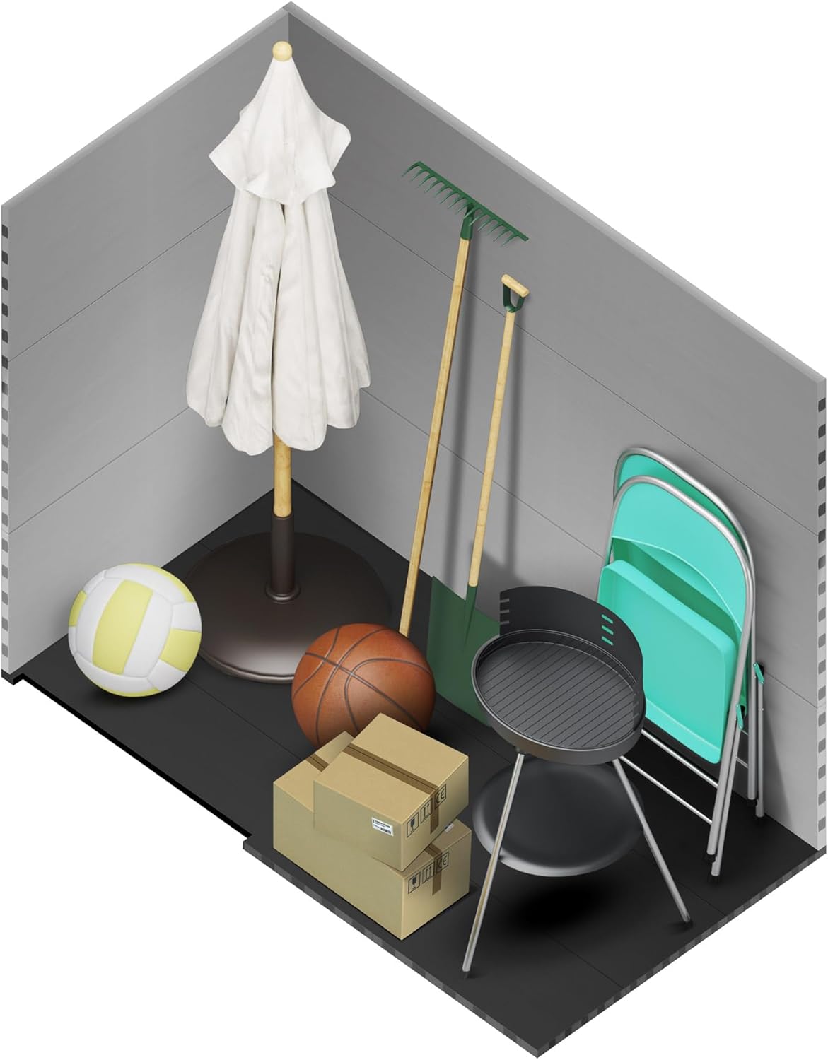 Wasabi - Caseta de Resina Jardín Unit 1.4 – Ventana Luz Natural - Suelo Incluido - Paneles 12mm de Espesor - Gris Blanco - Cobertizo PVC Almacenaje Exterior - 1,37m2 - Techo Plano