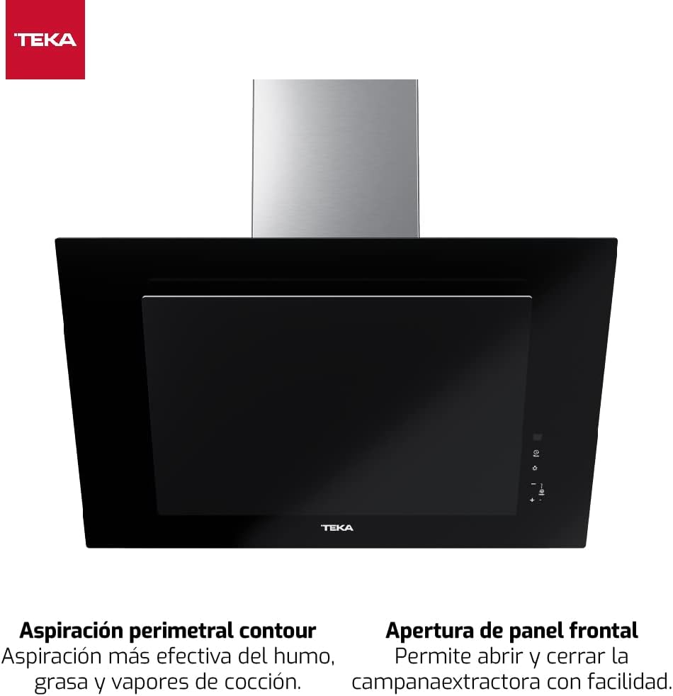 TEKA Campana Extractora de Pared 70 cm, Motor Doble EcoPower, Aspiración Perimetral, 3+1 Velocidades Fresh Air Aspiración 98m3 Ruido 61dB 2 LED DVT 78660 TBS