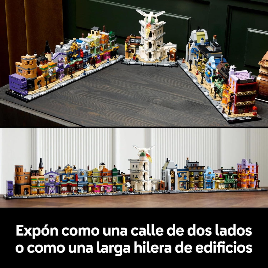 Harry Potter Tiendas Mágicas del Callejón Diagon Maqueta para Adultos y 12 Micro Figuras de Colección, Autobús Noctámbulo, Regalo para Mujeres y Hombres, Decoración Dormitorio, Set de Magia 76444