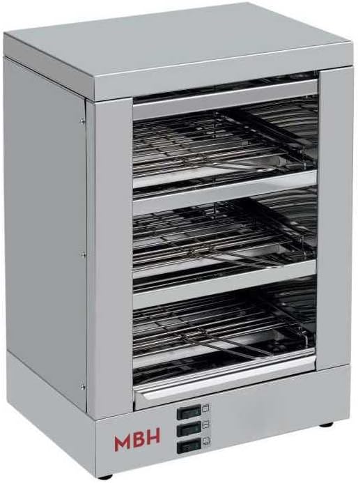 MBH - Tostadora profesional 3 pisos INOX eléctrica sin temporizador para HOSTELERÍA. Horno tostador de pan industrial para bar y restaurante.