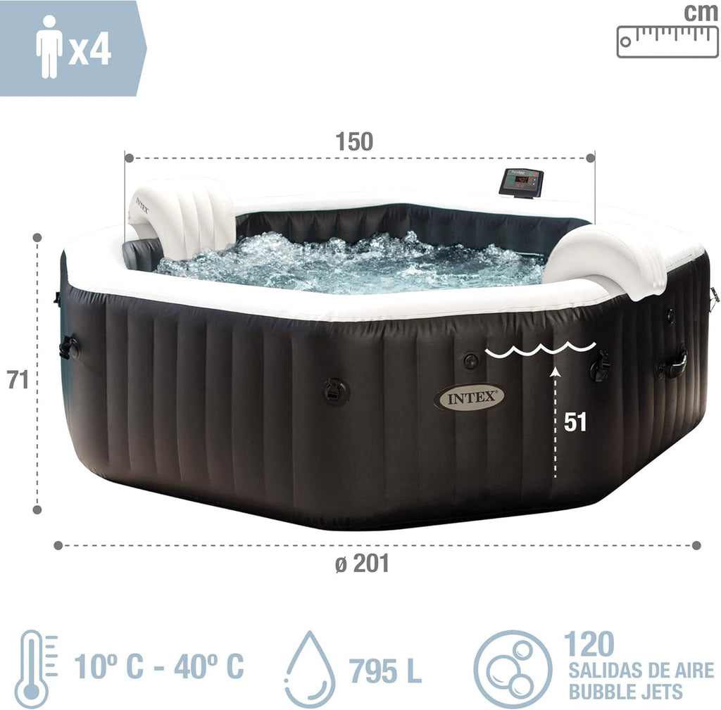 Intex Spa hinchable 4 personas octogonal, Burbujas Deluxe y chorros de agua (55081)