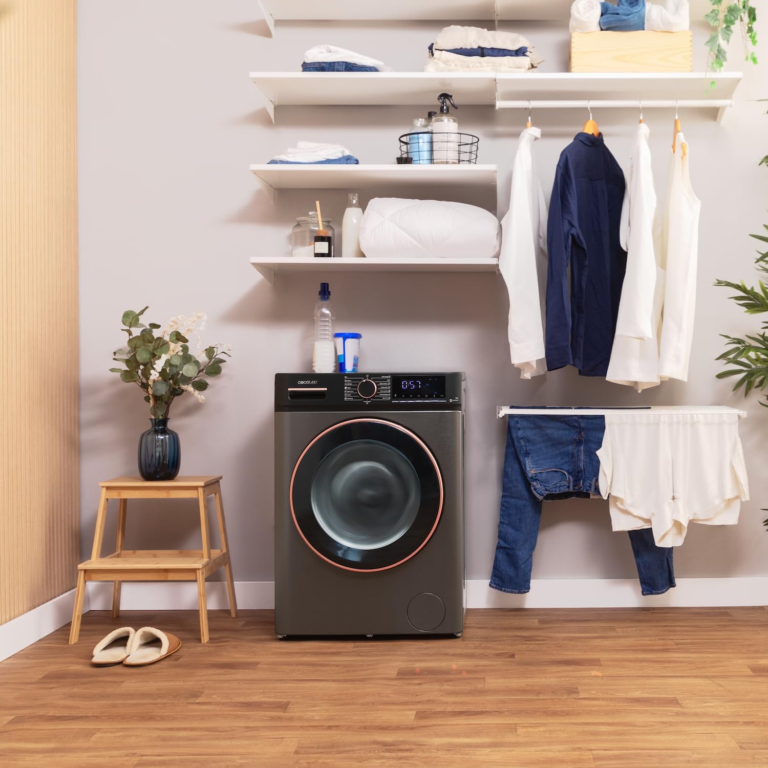 Cecotec Lavadora 10Kg Carga Frontal Bolero DressCode 10610 Inverter Steel A. 1400 RPM, Steam Max, Motor Inverter Plus, 15 Programas, OnSmart, Smooth Wash, Stop&Go, Goma Antibacteriana, Drum Clean