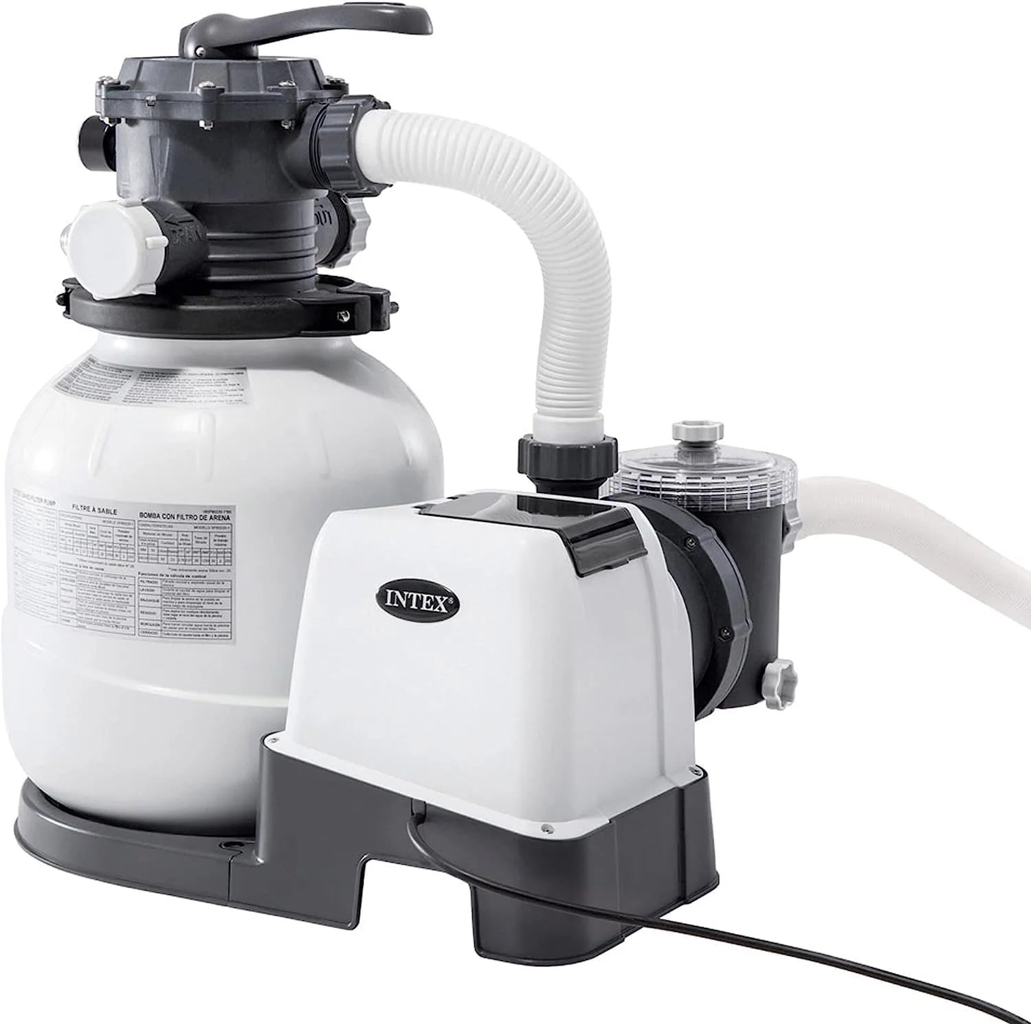 Intex 55228 – Krystal Clear Sand Treatment Plant 12,000 L/H, Pool Sand Purifier, Pool Filter, Pool Pump/For Detachable Pools up to 66,000 L., 6 Functions and Locking System