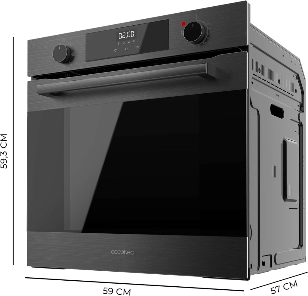 Cecotec Horno Multifunción Integrable 60cm Bolero Hexa M226000 Matt A. 2800W, 72L, 7 Funciones, Modo Grill, Fan Assisted Grill, Modo Convección, Defrost, Steam Base X2, Steam EasyClean, Steam Assist