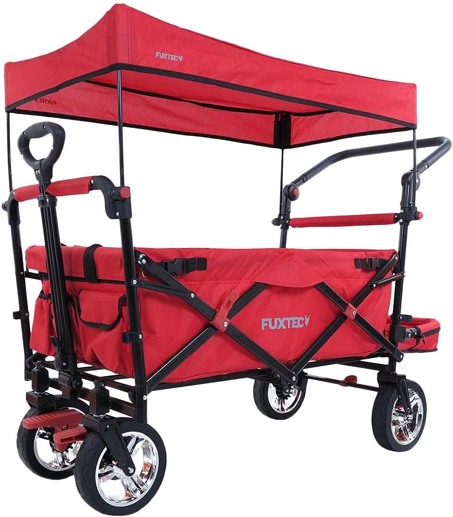 FUXTEC Bollerwagen CT800, Folding Cart, Fux Family Collection – Garden Cart for Children, Transport, by City, Country, Beach or Mountain – Pull or Push – Load Capacity 75 kg