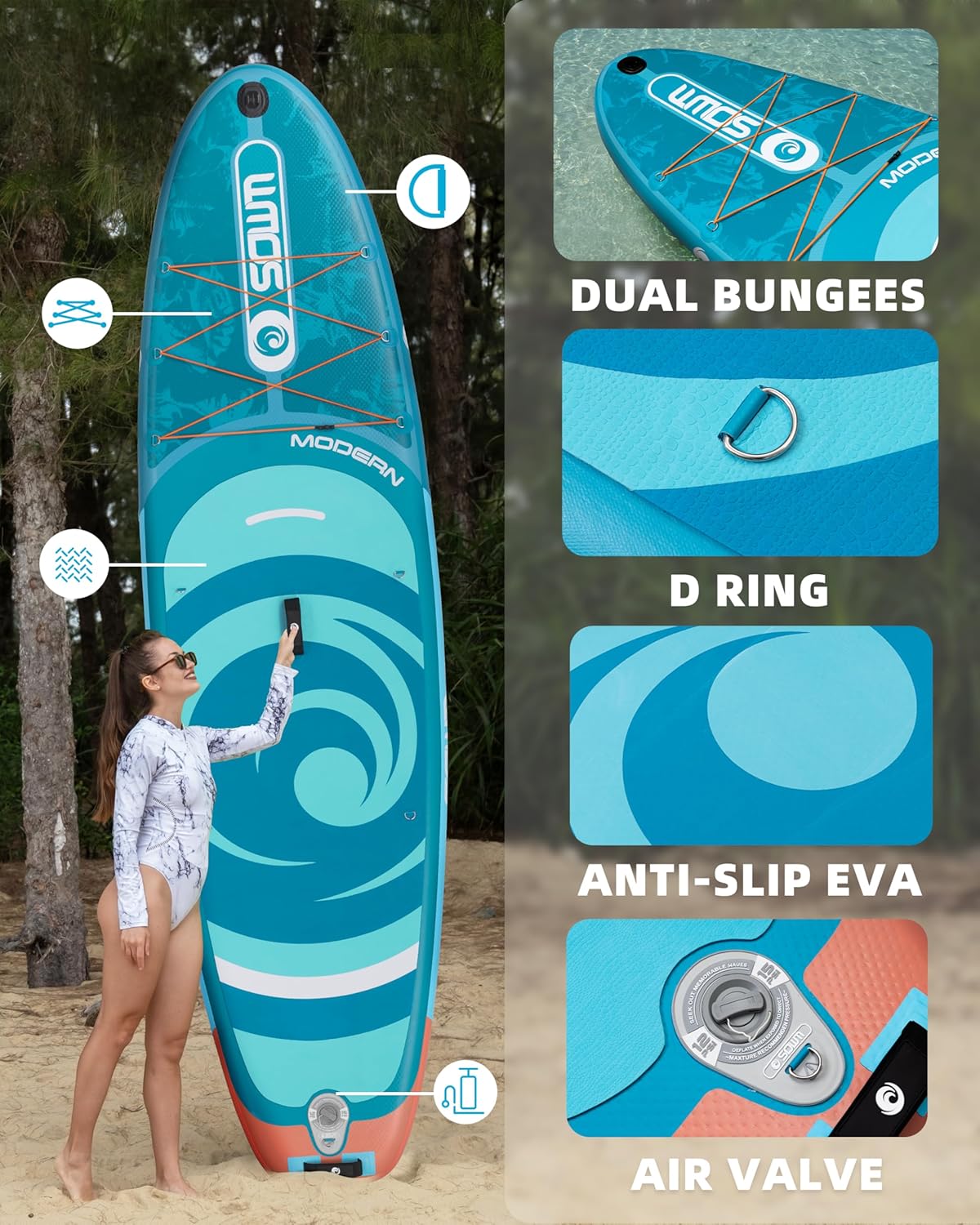 Tabla de Paddle Surf Hinchable 320cm con Accesorios Incluidos de Primera Calidad, Remo Ajustable, Bomba de Mano, Mochila de Transporte. 320 x 84 x 15 cm, Soporta hasta 158Kg