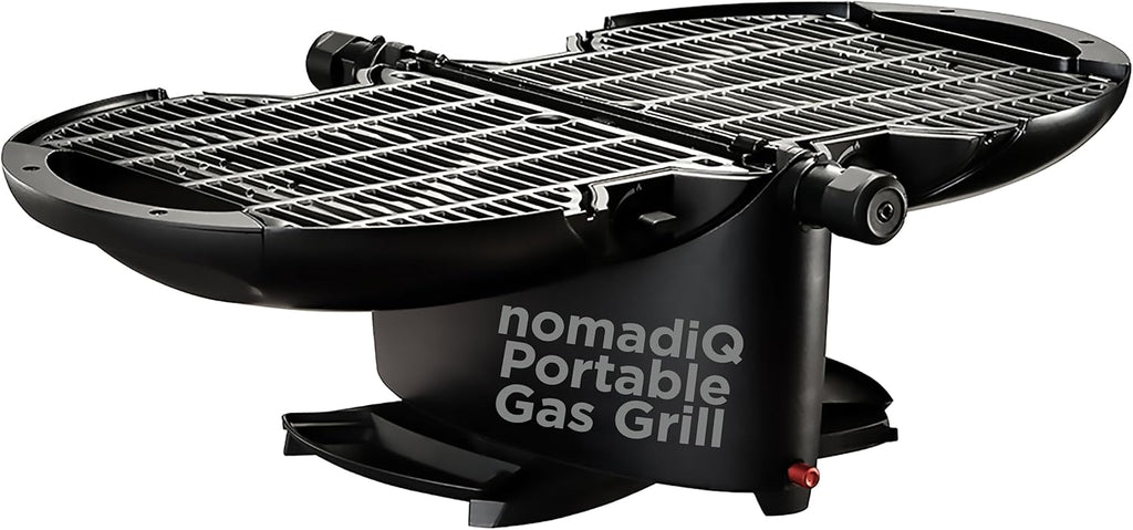 NOMADIQ Parrilla portátil de gas propano | Pequeña, pequeña y ligera barbacoa de mesa | Perfecta para camping, portón trasero, cocina al aire libre, RV, barcos, viajes (parrilla)