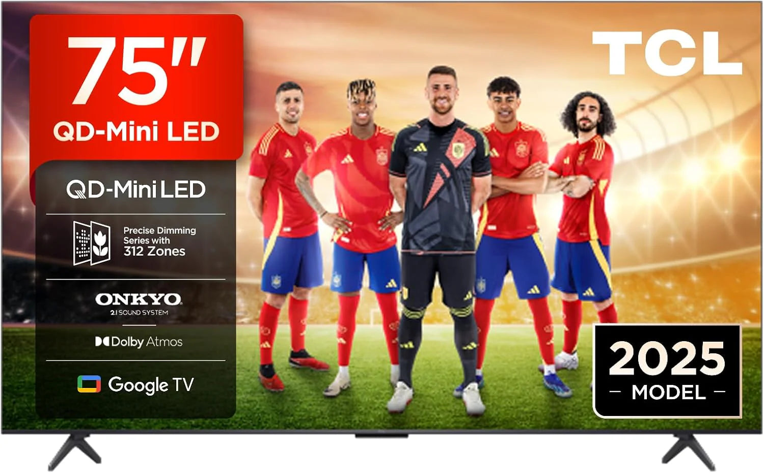 TCL 98Q6C TV 98 Inch QD-Mini LED 4K Smart TV, 1000 nits, 144Hz Motion Clarity Pro, Onkyo 2.1, Game Master, FreeSync, Google TV, Dolby Vision IQ and Atmos