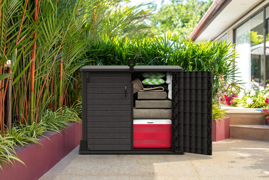 Duramax - Arcón cubre cubos exterior - 850 L - PVC - color marrón