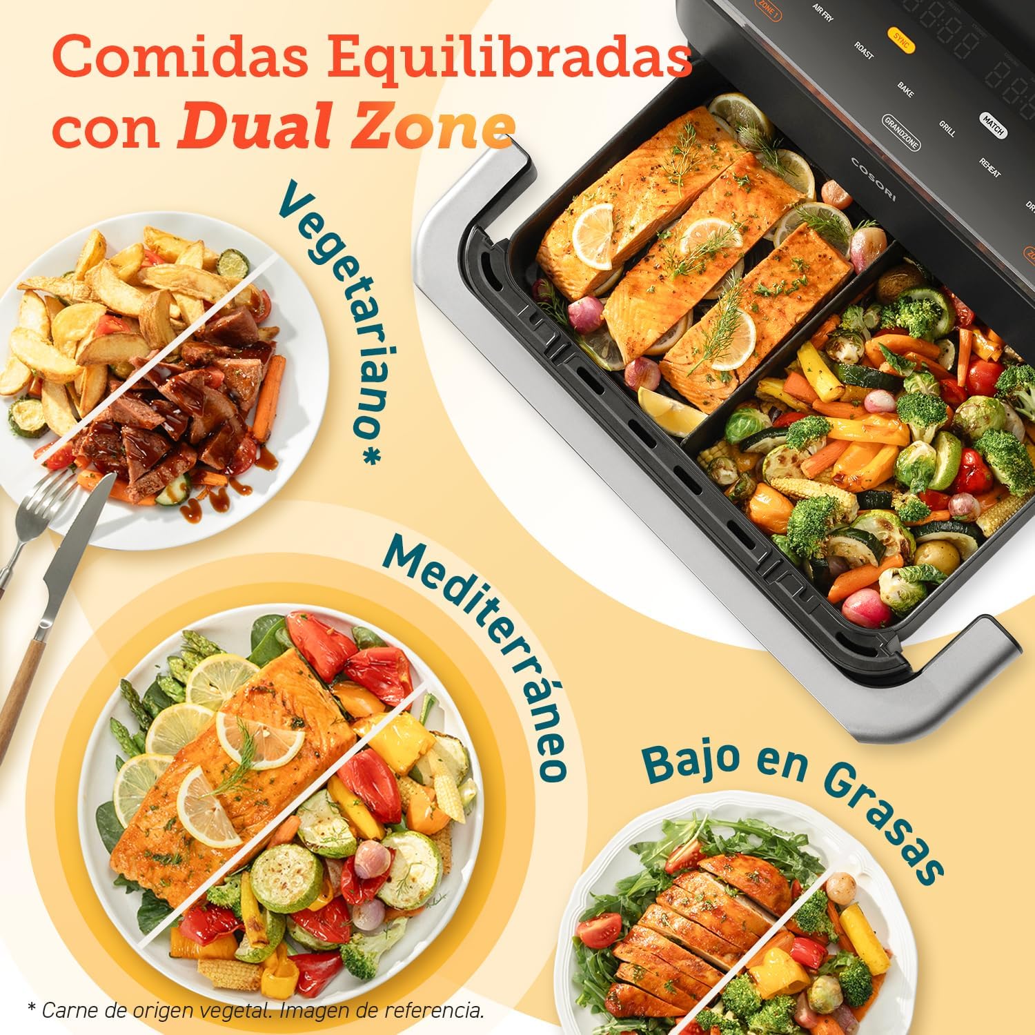 Cosori Freidora de Aire Dual Blaze TwinFry 10 Litro-True Metal-Doble Resistencia 2800 W (35–240 °C)-Divisor para Zonas de la Gran Doble Cesta-6 Funciones-Smart WiFi-Máx 10 Personas-Limpiable