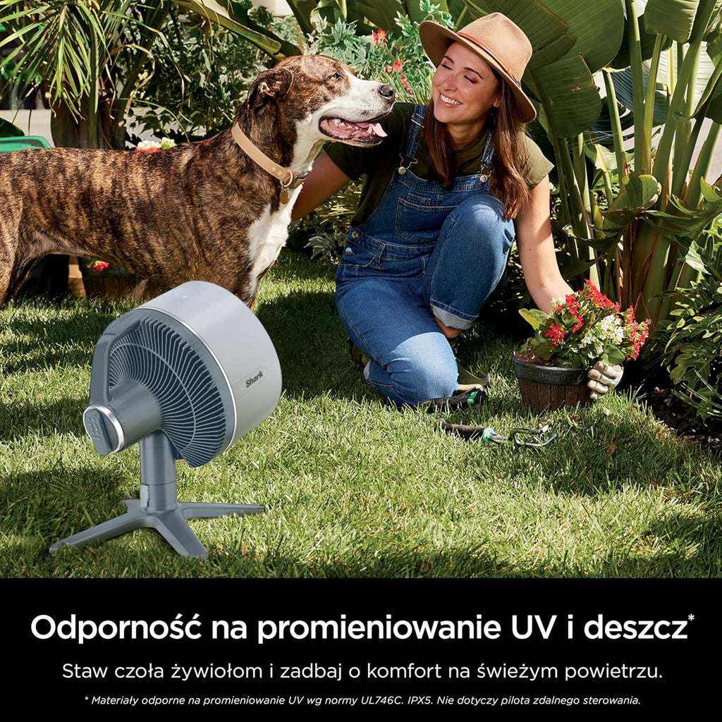 Shark FlexBreeze TableMate Wentylator bezprzewodowy wewnętrzno-zewnętrzny, do 24 godz. pracy, wydajne chłodzenie, zasięg 20 m, cichy, 5 szybkości, oscylacja, zdalne sterowanie, zimowa mgła, FA150EU