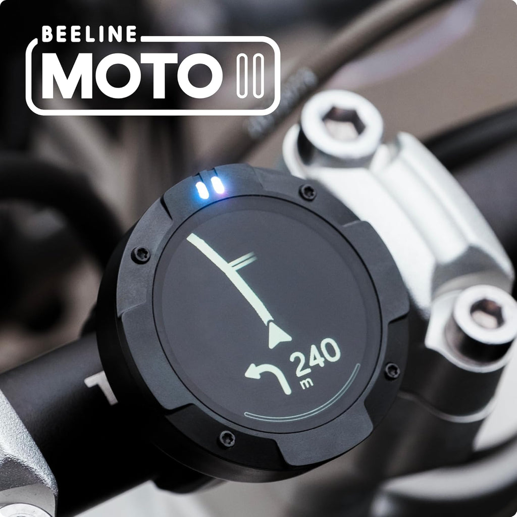 Beeline Moto II - Sistema de navegación para motores | Navegación mundial | Mini carta a la carta | 14 minerales Temps écoulé | Protección de control de agua y limpieza IP67 | Premio USB-C con soporte