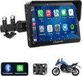 Carpuride W702 Pro Motocicleta Pantalla Carplay con Intercomunicador Función, Inalámbrico CarPlay y Android Auto, Portátil 7 Pulgadas Impermeable Pantalla Táctil, Dual Bluetooth, Navegación, Brújula.