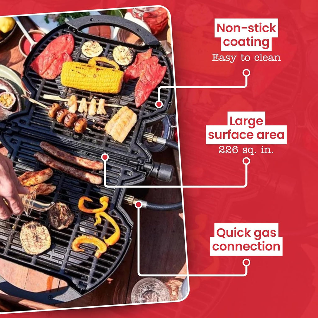 NOMADIQ Parrilla portátil de gas propano | Pequeña, pequeña y ligera barbacoa de mesa | Perfecta para camping, portón trasero, cocina al aire libre, RV, barcos, viajes (parrilla)