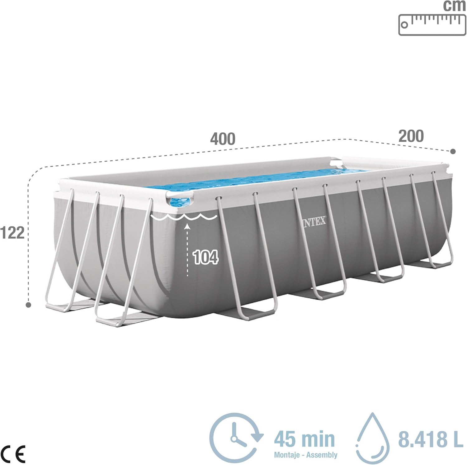 INTEX 55243 - Piscina Desmontable Rectangular con depuradora Prism Frame