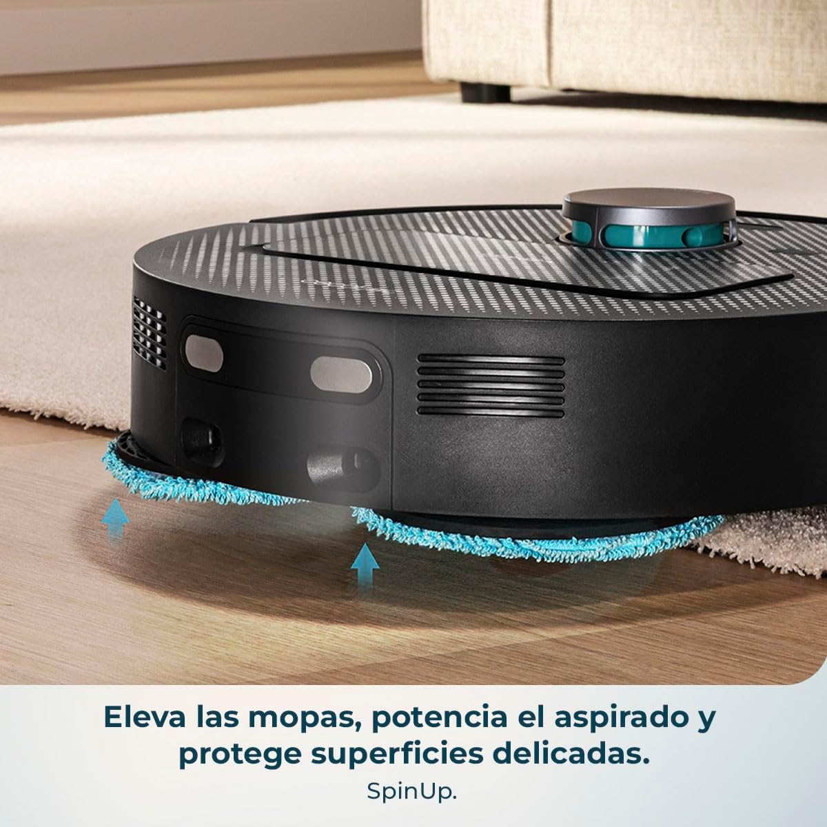 Cecotec Robot Aspirador y Friegasuelos con Base de Autovaciado y App Conga X50 X-Treme. Navegación Láser, Mapeo Interactivo, 15000Pa, Autonomía 240mins, Mopas Elevables, Base con 3 Depósitos