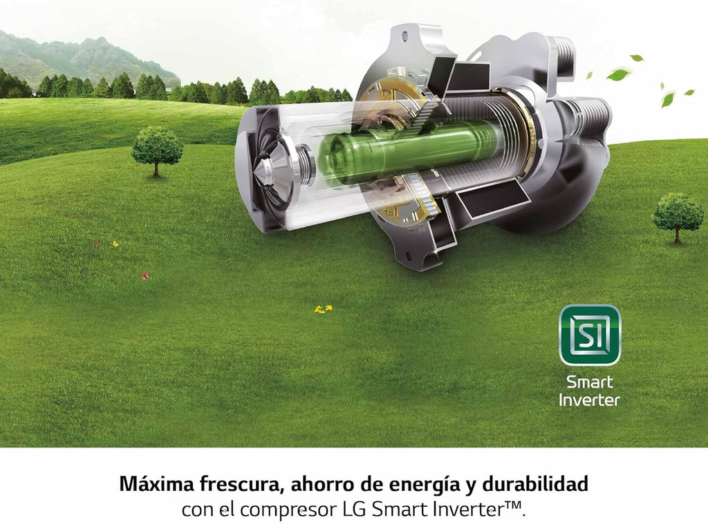 GFT41PZGSZ - Congelador No Frost Total, 1 Puerta, Compresor Smart Inverter, de 355 L y 186 cm, Congelador Vertical con Funcion de Congelacion Rapida, Color Inox