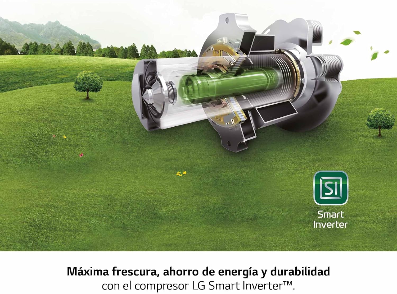GFT41PZGSZ - Congelador No Frost Total, 1 Puerta, Compresor Smart Inverter, de 355 L y 186 cm, Congelador Vertical con Funcion de Congelacion Rapida, Color Inox
