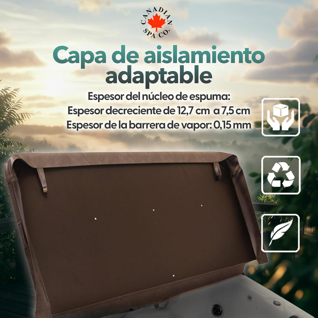 CANADIAN SPA CO. Cubierta Aislante para bañera de hidromasaje, Color marrón, 218 x 218 cm, Disponible en Varios tamaños y Colores