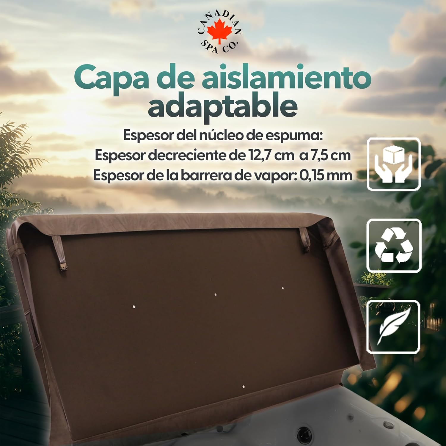 CANADIAN SPA CO. Cubierta Aislante para bañera de hidromasaje, Color marrón, 218 x 218 cm, Disponible en Varios tamaños y Colores