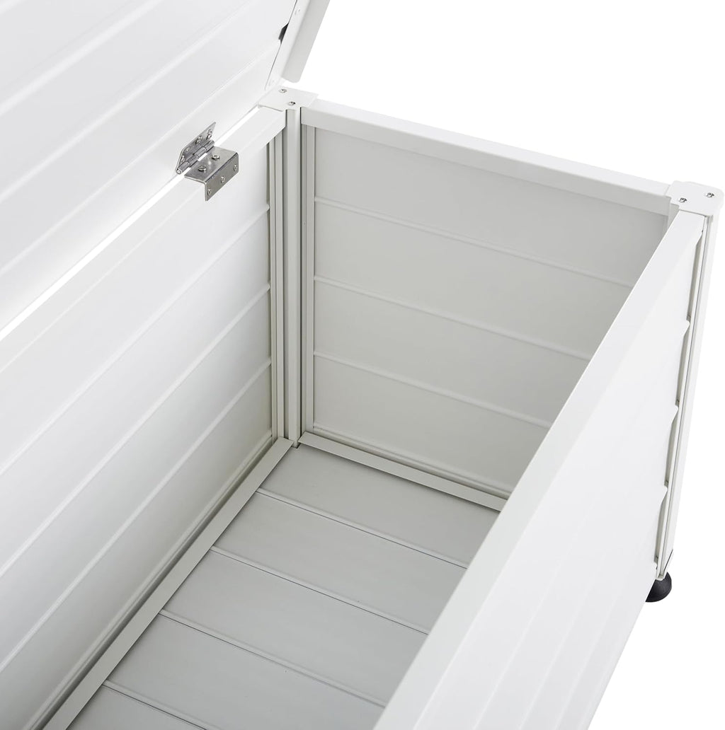 Beliani Arcón para exterior de aluminio mueble de almacenaje de jardín blanco 113 x 50 cm Campalto