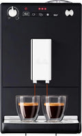 Melitta, Solo E950-222, Superautomatic Coffee Maker with Grinder, 15 Bars, Espresso Bean Coffee, Automatic Cleaning, Customizable, Pure Black