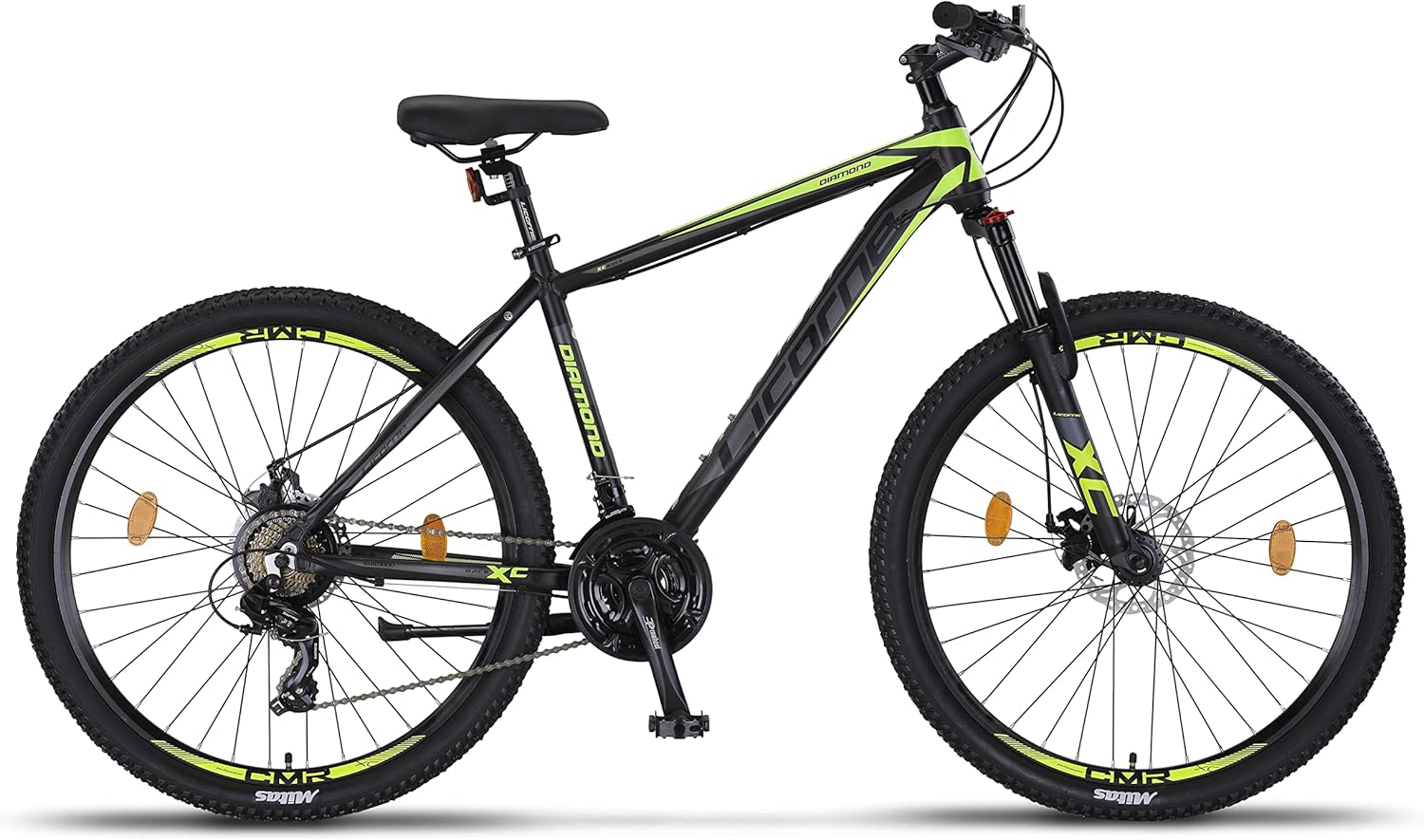 Licorne Bike Diamond Premium - Bicicleta de montaña de aluminio para niños, niñas, hombres y mujeres, cambio de 21 velocidades, freno de disco, horquilla delantera ajustable de 26, 27,5 y 29 pulgadas