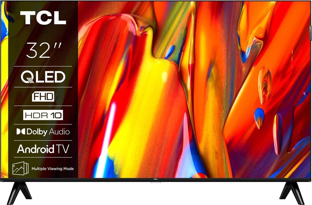 TCL 32V5C - Smart QLED Full HD 32-calowy telewizor Direct LED z systemem Android TV i HDR - kompatybilny z Google Cast i Google Home, smukła konstrukcja [klasa efektywności energetycznej F]