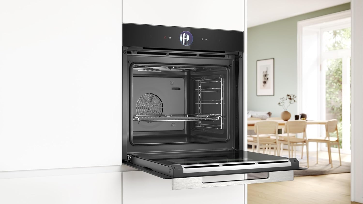 Bosch - Horno Multifunción con Vapor Añadido, 60 cm, Serie 8, Electrónica TFT TouchControl Plus, AirFry, Home Connect, Negro, HRG7361B1