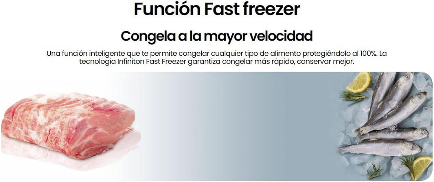INFINITON CV-A85I - Congelador vertical, 80 Litros, 85 cm, 3 cajones, Control de temperatura, Puerta reversible, Regulación en Altura, E, Inox