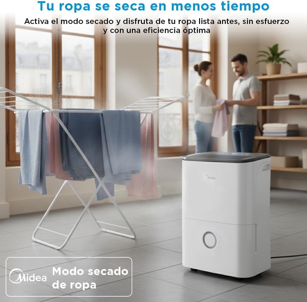 Midea Deshumidificador de Humedad 20L Silencioso | WiFi/App, Modo Secado de Ropa y Auto Antihumedad, Purificador Eléctrico Antibacterias, moho y Condensación | Ideal en habitaciones hasta 50m2/150m3