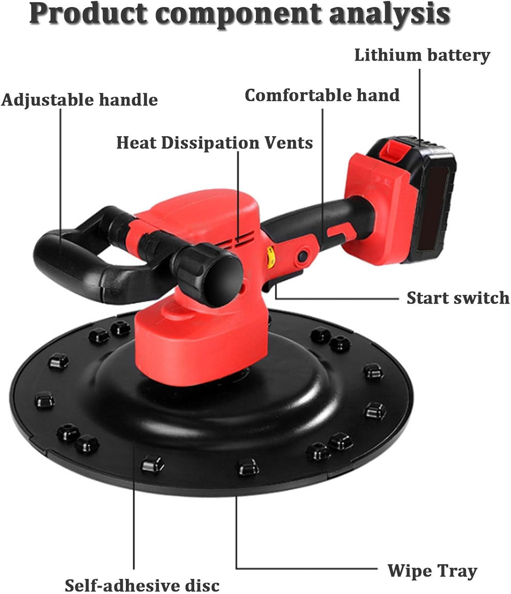 Llana de hormigón con velocidad ajustable - Mezcladora eléctrica para yeso, mortero, cemento y masilla, pulidora de paredes - Batería de litio - 80-200 RPM