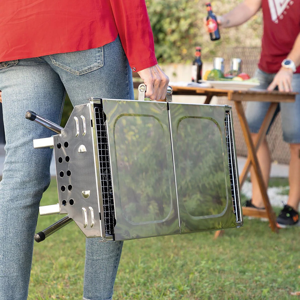 Barbacoa Plegable De Acero Inoxidable Para Carbón Innovagoods Acero Inoxidable Acero