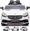 DEVESSPORT Coche Eléctrico Infantil Mercedes SLC 300 12V | con Mando, Faros LED, Música, USB y Apertura de Puertas – para Niños de 3 a 6 Años (Blanco)