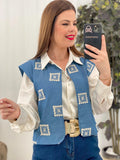 CHALECO DENIM BORDADO