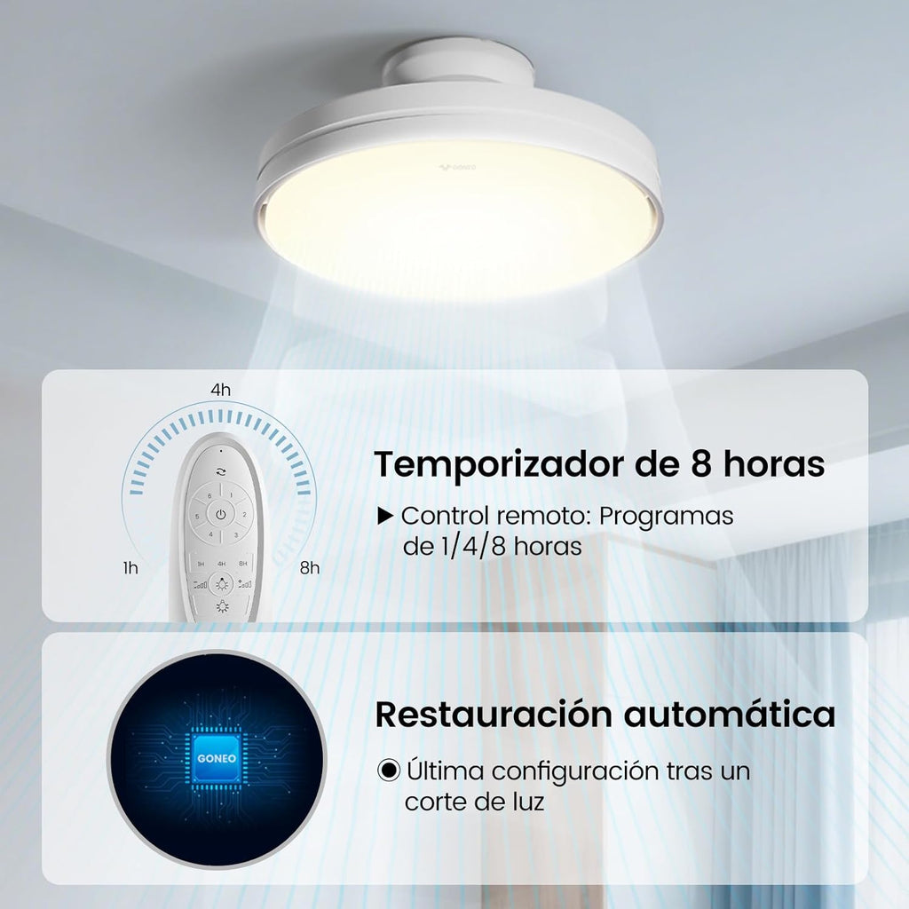 Silencioso Sin Aspas Ventilador de Techo con Luz Regulable 60W 30W Motor DC 30W Luz CCT 3000-5700K LED Lampara Ventilador Techo y Mando 6Velocidades Temporizador Memoria Apto para Salón Dormitorio