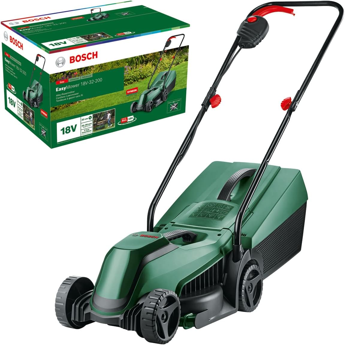Bosch Home and Garden 06008B9A07 CityMower Battery Lawn Mower, 18 V, 1 Battery 4.0 Ah, Cutting Width: 32 cm, Lawns up to 300 m², Box Packaging