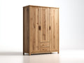 Armarios de tres puertas de madera con cajones 160x60x200 cm roble - diseño natural - para dormitorio