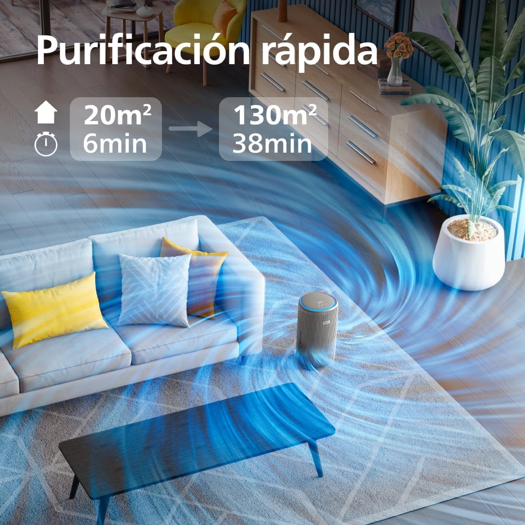 Philips PureProtect 3200 Series Smart Air Purifier, HEPA and Active Carbon Filter, CADR 500m³/h for 130m², Ultra-Quiet, Captures 99.97% Allergens, Connected App (AC3210/12)