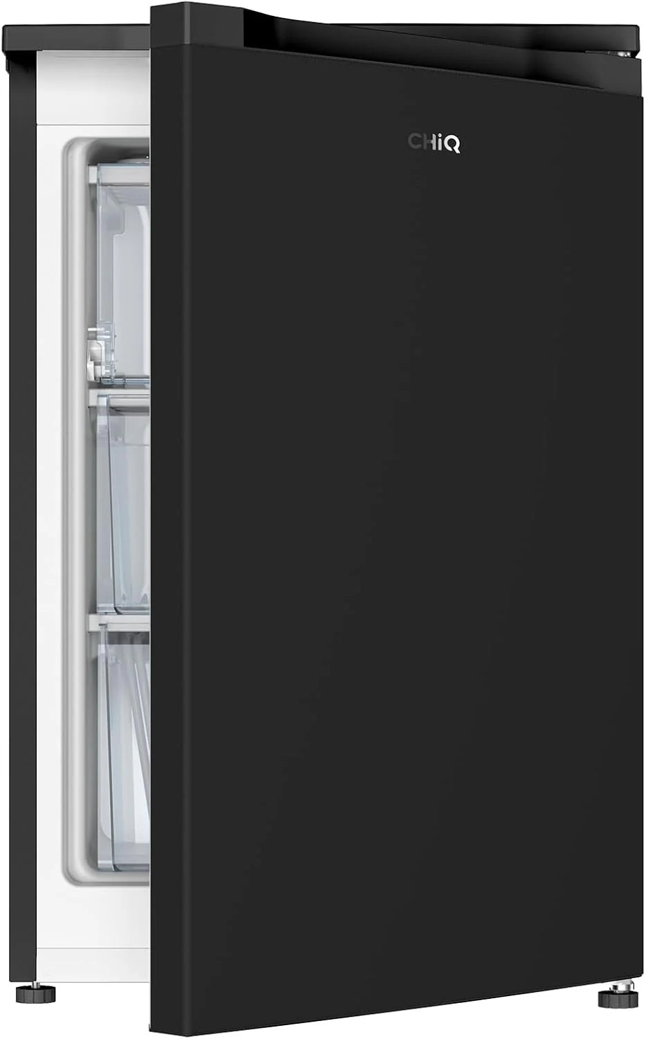 CHiQ Freestanding Upright Freezer, 145L Capacity, Quick Freeze, Adjustable Thermostat, Quiet, Reversible Door, Black, Energy Rating E