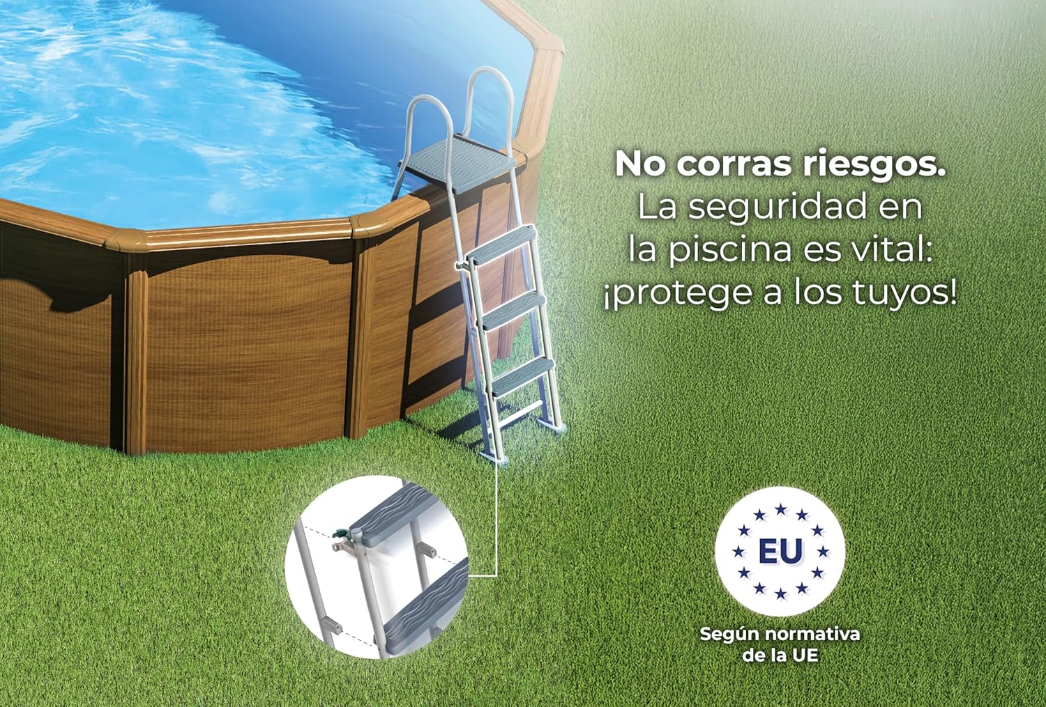 Gre KITPR353W Piscina de Acero Elevada, Redonda con Aspecto Madera, Piscinas Desmontables para Jardín, 350 x120 cm, Sicilia