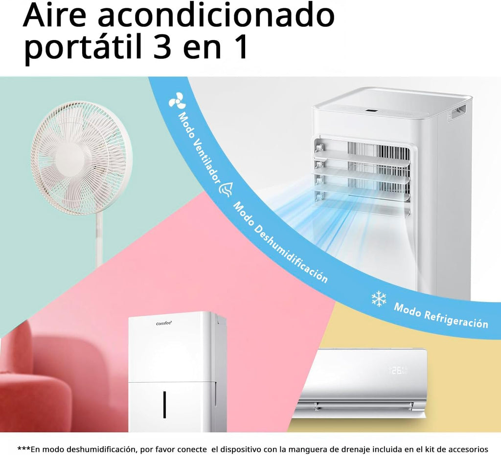 COMFEE Pingüino Aire Acondicionado Portátil 9000 BTU/2300 Frigorías Breezy Cool Pro – Climatizador sin unidad exterior, Bajo Consumo, App Control y Kit de Ventana – Refrigera, Ventila y Deshumidifica
