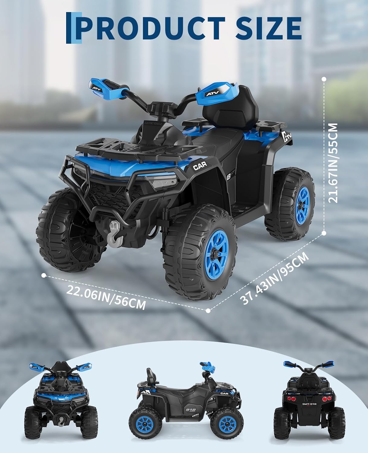 Garvee Quad Eléctrico Niño 12 V, Coche Eléctrico 4 Ruedas Todoterreno con 2 Motores, Mando a Distancia Parental, Suspensión, Faros LED, Música, Bluetooth, USB, Bandera Luminosa, a Partir de 3 años