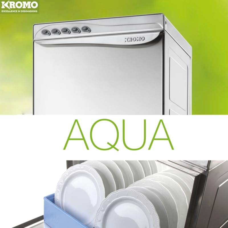 MBH - Lavavasos profesional KROMO AQUA 35 de acero inoxidable con bomba de desagüe. Lavavajillas para cocina industrial de bar, restaurante y hostelería.